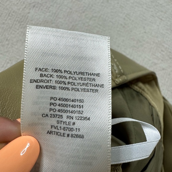 NEW Babaton Aritzia Vegan Leather Beige Taupe Straight Crop Pants 10 - Picture 8 of 9